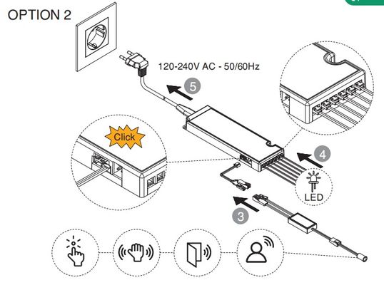 Motor LED global de 100-240V para armários, motor LED global de mobiliário, CE/ENEC/UKCA/SAA/UL