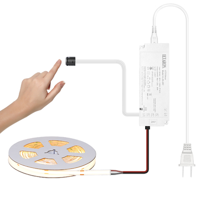 LETARON COB LED Strip Light 24V LED Tape Light,480 pcs/M LEDs,Super Bright High Lumen 3000K Warm White 3m, Dimmable com 3M Tape,30W UL Power Supply,Touch Switch para quarto, lar, cozinha DIY
