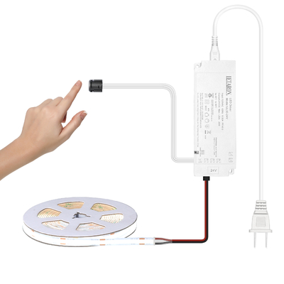 LETARON COB LED Strip Light 24V LED Tape Light, 480 pcs/M LEDs, Super Bright High Lumen 6000K Branco 3m, Dimmable com 3M Tape, 30W UL Power Supply, Touch SWITH para quarto, casa, cozinha DIY