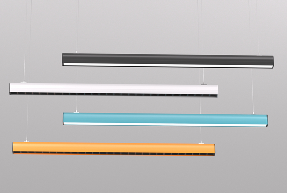 Luminária Pendente Linear LED LETARON (hover + grade) Lustre Regulável Luz de Ilha de Cozinha 4 Cores Lustre Linear Moderno para Sala de Jantar Escritório em Casa Estudo Bar
